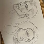 Mon projet du cours : Carnet de portraits : explorez le visage humain. Un projet de Esquisse , Dessin, Dessin de portrait, Dessin artistique , et Carnet de croquis de sophie_pansier - 07.02.2023