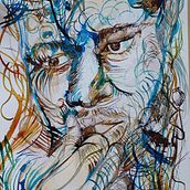 My project for course: Experimental Portraiture with Ink, Tea and Alcohol. Een project van  Beeldende kunst, Schilderij,  Tekening y  Illustratie met inkt van Virginia Lathey - 29.01.2023