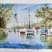Mi proyecto del curso: Pintura en acuarela de paisajes marinos. Painting, Watercolor Painting, and Naturalistic Illustration project by jotegui - 02.07.2023