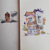 My project for course: Expressive Architectural Sketching with Colored Markers. Sketching, Drawing, Architectural Illustration, Sketchbook & Ink Illustration project by komsoar - 02.07.2023