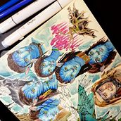 James Cameron Avatar fanart. Een project van Traditionele illustratie, Craft,  Beeldende kunst, Schilderij,  Tekening, Tekening met potlood, Aquarelschilderen, Portfoliobeheer y  Portrettekening van Elisa Raffaelli - 09.02.2023