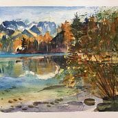 My project for course: Painting Realistic Watercolor Landscapes Ein Projekt aus dem Bereich Bildende Künste, Malerei, Skizzenentwurf, Aquarellmalerei und Naturalistische Illustration von Béatrice Ledermann - 09.02.2023