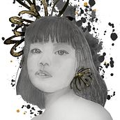 Mon projet du cours : Illustration de portraits avec des techniques traditionnelles et numériques. Un progetto di Illustrazione tradizionale, Disegno a matita, Disegno, Illustrazione digitale, Pittura ad acquerello, Disegno di ritratti e Disegno realistico di bymurielle - 25.01.2023