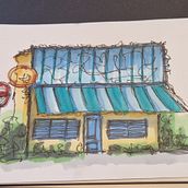 maison bleue. Traditional illustration, and Architecture project by catherine noble - 02.10.2023