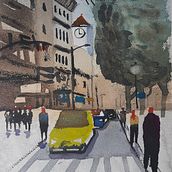 Mi proyecto del curso: Paisajes urbanos en acuarela. Fine Arts, Watercolor Painting, and Architectural Illustration project by Omar Sánchez Martínez - 02.10.2023