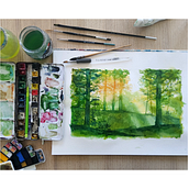 Mon projet du cours : Paysages oniriques à l'aquarelle : capturez la lumière. Painting, and Watercolor Painting project by Ophélie Hardouin - 02.11.2023