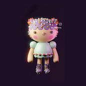 Personagem Kawaii Kekī uma boneca com estilo fofo e mágico.. Traditional illustration, Character Design, Digital Illustration, 3D Modeling, and Manga project by Samuel Amorim - 02.04.2023