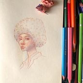 My project for course: Vibrant Portrait Drawing with Colored Pencils. Drawing, Portrait Drawing, Sketchbook, and Colored Pencil Drawing project by Laura Rézette - 02.12.2023
