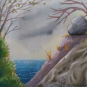 My project for course: Fantasy Landscapes with Watercolor & Gouache. Fine Arts, Painting, Watercolor Painting, Naturalistic Illustration, and Gouache Painting project by Èirinn NicAonghais - 02.12.2023