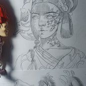 Meu projeto do curso: Caderno de retratos: explore o rosto humano. Esboçado, Desenho, Desenho de retrato, Desenho artístico, e Sketchbook projeto de hashirama3003 - 13.02.2023