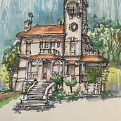 Mon projet du cours : Esquisses d'architecture expressives aux feutres de couleur. Sketching, Drawing, Architectural Illustration, Sketchbook & Ink Illustration project by Niki PAQUITO - 02.13.2023