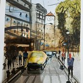 Mi proyecto del curso: Paisajes urbanos en acuarela. Artes plásticas, Pintura em aquarela e Ilustração arquitetônica projeto de riverluc3 - 14.02.2023