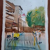 Mi proyecto del curso: Paisajes urbanos en acuarela. Fine Arts, Watercolor Painting, and Architectural Illustration project by napolitana1103 - 02.14.2023
