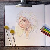 Mein Abschlussprojekt für den Kurs: Lebendiges Porträtzeichnen mit Buntstiften. Drawing, Portrait Drawing, Sketchbook, and Colored Pencil Drawing project by Anja Schreinemachers - 02.14.2023