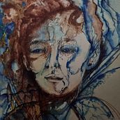 Meu projeto do curso: Retrato experimental com tinta, álcool e chá. Un progetto di Belle arti, Pittura, Disegno e Illustrazione con inchiostro di tucaricati - 13.01.2023