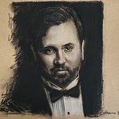 Charcoal portrait of my husband. Traditional illustration, Fine Arts, Drawing, Portrait Drawing, Realistic Drawing, and Artistic Drawing project by catherine_charron_drolet - 02.15.2023