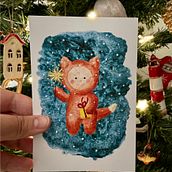 New year & Christmass post cards. Traditional illustration, Character Design, Arts, Crafts, Painting, Children's Illustration, and Watercolor Painting project by Inga Glukhova - 12.28.2022