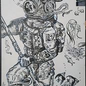 Crazy diving suit. Traditional illustration project by Selbor Draws - 08.26.2022