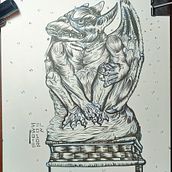 Creepy Gargoyle. Traditional illustration project by Selbor Draws - 10.01.2022