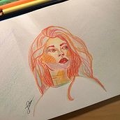 Meu projeto do curso: Desenho de retratos vibrantes com lápis de cor. Un projet de Dessin, Dessin de portrait, Carnet de croquis, Dessin aux cra , et ons de couleur de Juli Losi - 16.02.2023