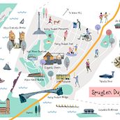  Illustrated Map Creation: Reflecting a City's Essence. Traditional illustration, Infographics, Drawing, Digital Illustration, and Digital Painting project by Carol Bowen - 02.17.2023