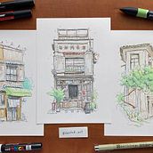My project for course: Expressive Architectural Sketching with Colored Markers. Een project van  Schetsen,  Tekening,  Architecturale illustratie, Sketchbook y  Illustratie met inkt van Krzysztof Świstak - 18.02.2023