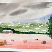 My final paintiing: Watercolor Landscapes: Experimental Tools and Techniques. Fine Arts, Painting, and Watercolor Painting project by Gretchen - 02.18.2023