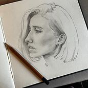 My project for course: Portrait Sketchbooking: Explore the Human Face. Un projet de Esquisse , Dessin, Dessin de portrait, Dessin artistique , et Carnet de croquis de biancadedeugd - 19.02.2023
