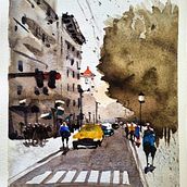 Mi proyecto del curso: Paisajes urbanos en acuarela. Fine Arts, Watercolor Painting, and Architectural Illustration project by Lolo Rascovan - 02.20.2023