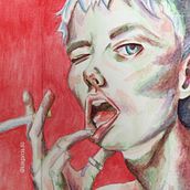 Retrato de milkie.way en acuarela 26 x21cm. Projekt z dziedziny Tradycyjna ilustracja i Malowanie akwarelą użytkownika Luis Gerardo García - 18.02.2023