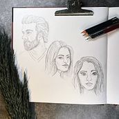 Mein Abschlussprojekt für den Kurs: Skizzenbuch für Porträts: Erkunde das menschliche Gesicht. Sketching, Drawing, Portrait Drawing, Artistic Drawing, and Sketchbook project by Anja Schreinemachers - 02.21.2023