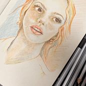 My project for course: Vibrant Portrait Drawing with Colored Pencils. Desenho, Desenho de retrato, Sketchbook, e Desenho com lápis de cor projeto de Jo Romero - 20.02.2023