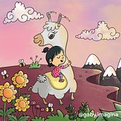 Mi proyecto del curso: una niña y su amiga llama imaginaria . Un proyecto de Ilustración tradicional, Diseño de personajes, Ilustración digital, Ilustración infantil y Dibujo digital de gabylisa - 22.02.2023
