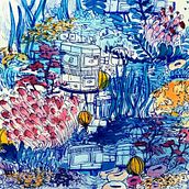Subnautica - ilustración fanart. Watercolor Painting, Ink Illustration, Traditional illustration, Drawing, and Artistic Drawing project by Candela Amestoy - 02.22.2023