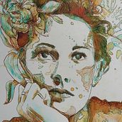 Mon projet du cours : Portrait expérimental à l'encre, à l'alcool et au thé. Fine Arts, Painting, Drawing & Ink Illustration project by Catherine DI GIORGIO - 02.27.2023