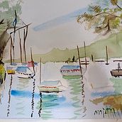 Mi proyecto del curso: Pintura en acuarela de paisajes marinos. Painting, Watercolor Painting, and Naturalistic Illustration project by napolitana1103 - 02.23.2023
