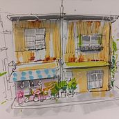 Mon projet du cours : Esquisses d'architecture expressives aux feutres de couleur. Sketching, Drawing, Architectural Illustration, Sketchbook & Ink Illustration project by Céline Dubost - 02.21.2023