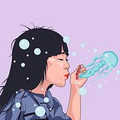 Sueños que Fluyen (Woosh). Digital Illustration, Traditional illustration, Design, and Advertising project by Daniel Alamos Zepeda - 11.18.2022