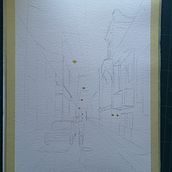 Mein Abschlussprojekt für den Kurs: Stadtlandschaften in Aquarell. Projekt z dziedziny  Sztuki piękne, Malowanie akwarelą,  R i sunek architektoniczn użytkownika matus_peti - 25.02.2023