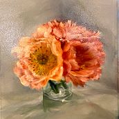 Peonies in a glass, Oil on paper Ein Projekt aus dem Bereich Malerei von Melita Croom - 25.02.2023