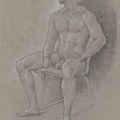 Martin on the Chair (lifedrawing). Drawing, Pencil Drawing, Portrait Drawing, and Realistic Drawing project by Michal - 05.29.2022