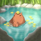 Capybara Onsen . Ilustrasi tradisional & Ilustrasi Digital proyek oleh vanessaes - 02.26.2023