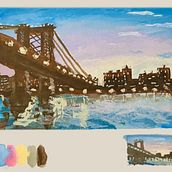 Williamsburg Bridge. Fine Arts, Painting, Sketching, Architectural Illustration, Sketchbook, and Gouache Painting project by mumblemcmary - 02.26.2023