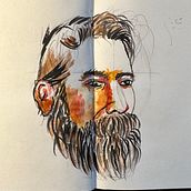 Mój projekt z kursu: Szkicownik z portretami akwarelowymi. Painting, Watercolor Painting, Portrait Drawing, and Sketchbook project by Natalia Saw - 02.27.2023