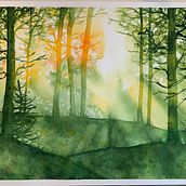 Mein Abschlussprojekt für den Kurs: Verträumte Aquarell-Landschaften: Halte Licht fest. Painting, and Watercolor Painting project by Katherina - 02.27.2023