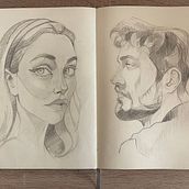 Mi proyecto del curso: Cuaderno de retratos a línea con grafito. Un progetto di Belle arti, Bozzetti, Disegno, Disegno di ritratti e Sketchbook di palopez_cia - 26.02.2023