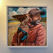 Jan and Dora on windy Gwithian beach. Oil Painting, Painting, and Fine Arts project by K Witko - 02.28.2023