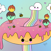 My donut world. Un progetto di Character design, Illustrazione digitale e Illustrazione tradizionale di IPSITA BARAL - 28.02.2023