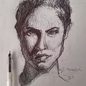 Sketch-Art Claroscuro en Lapicero. Portrait Drawing, and Traditional illustration project by Juan Morales - 02.28.2023