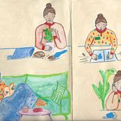Mon projet du cours : Création de personnages à partir de dessins d’observation. Traditional illustration, Character Design, Drawing, and Sketchbook project by lise_cgd - 02.28.2023